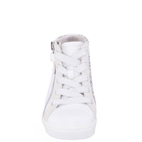 Nina Girls Yuti High Top Sneakers in white glitter - kids' sneaker - detail view