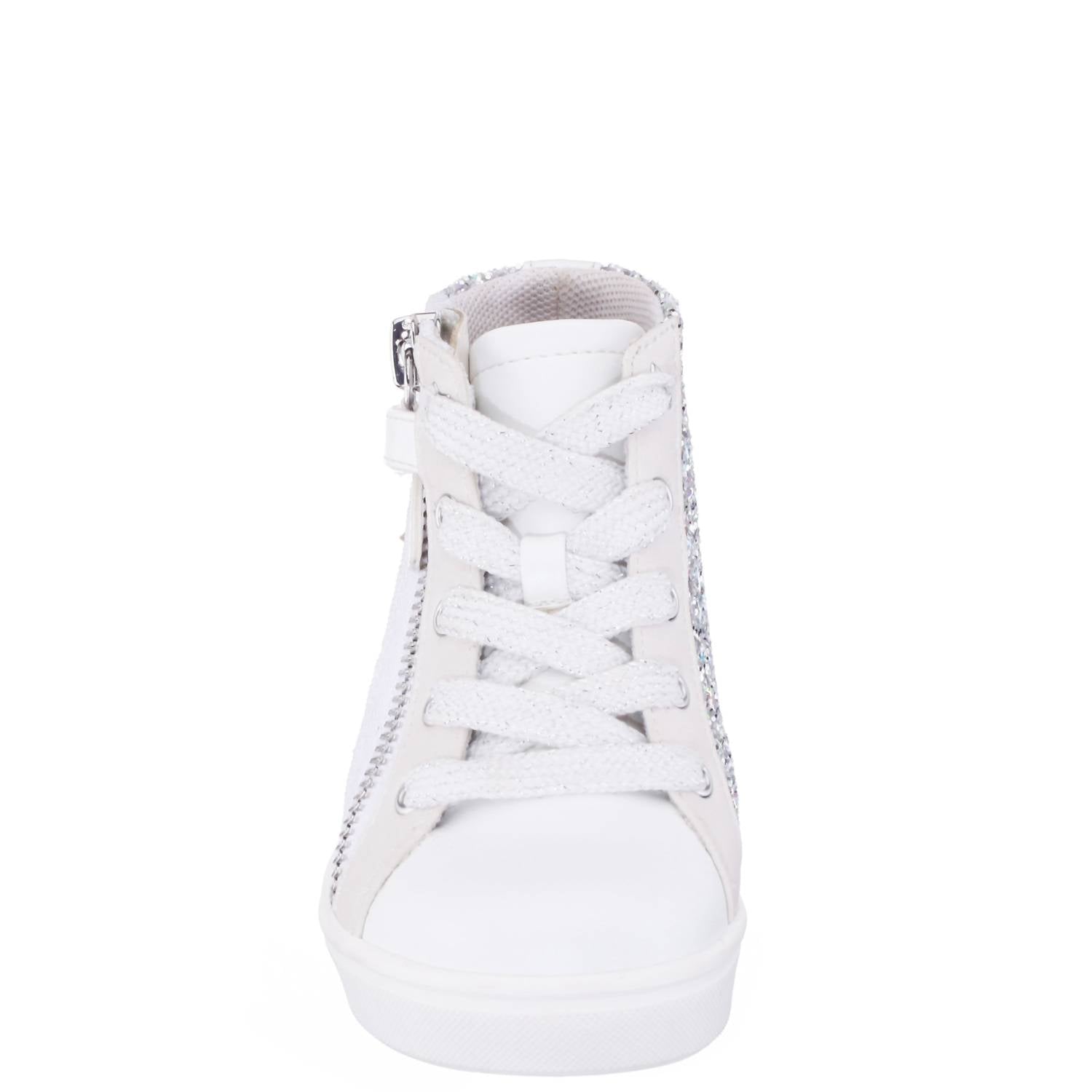 Nina Girls Yuti High Top Sneakers in white glitter - kids' sneaker - detail view