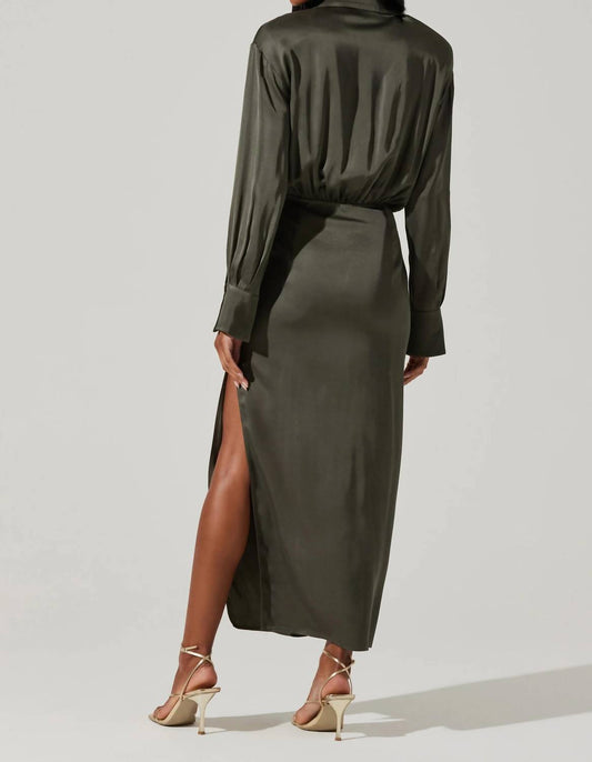 Astr - Elizabello Satin Midi Shirt Dress