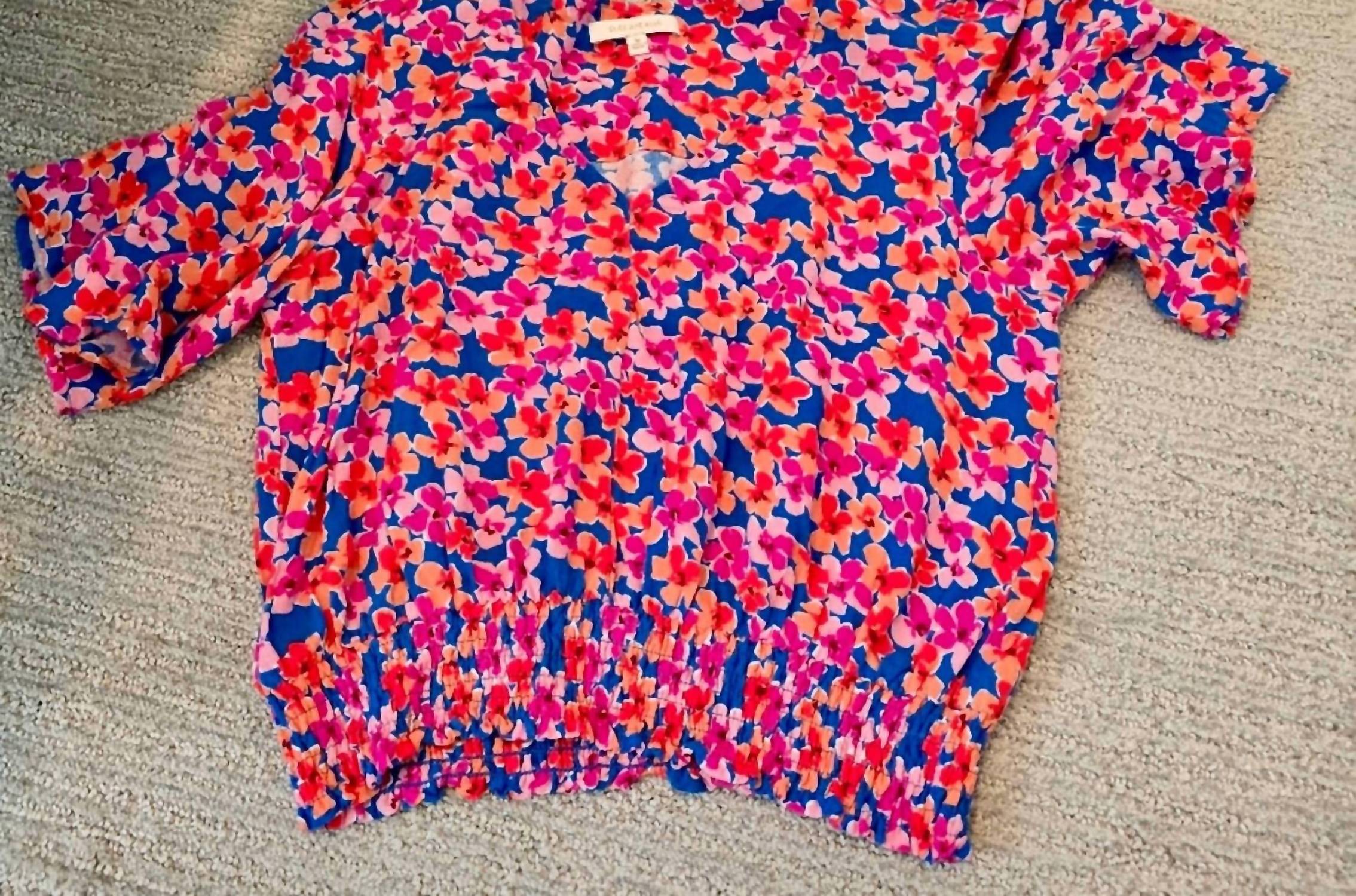 Skies Are Blue - V Neck Floral Blouse - Plus