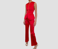 Elif Perry Satin Trouser in red - women's pants