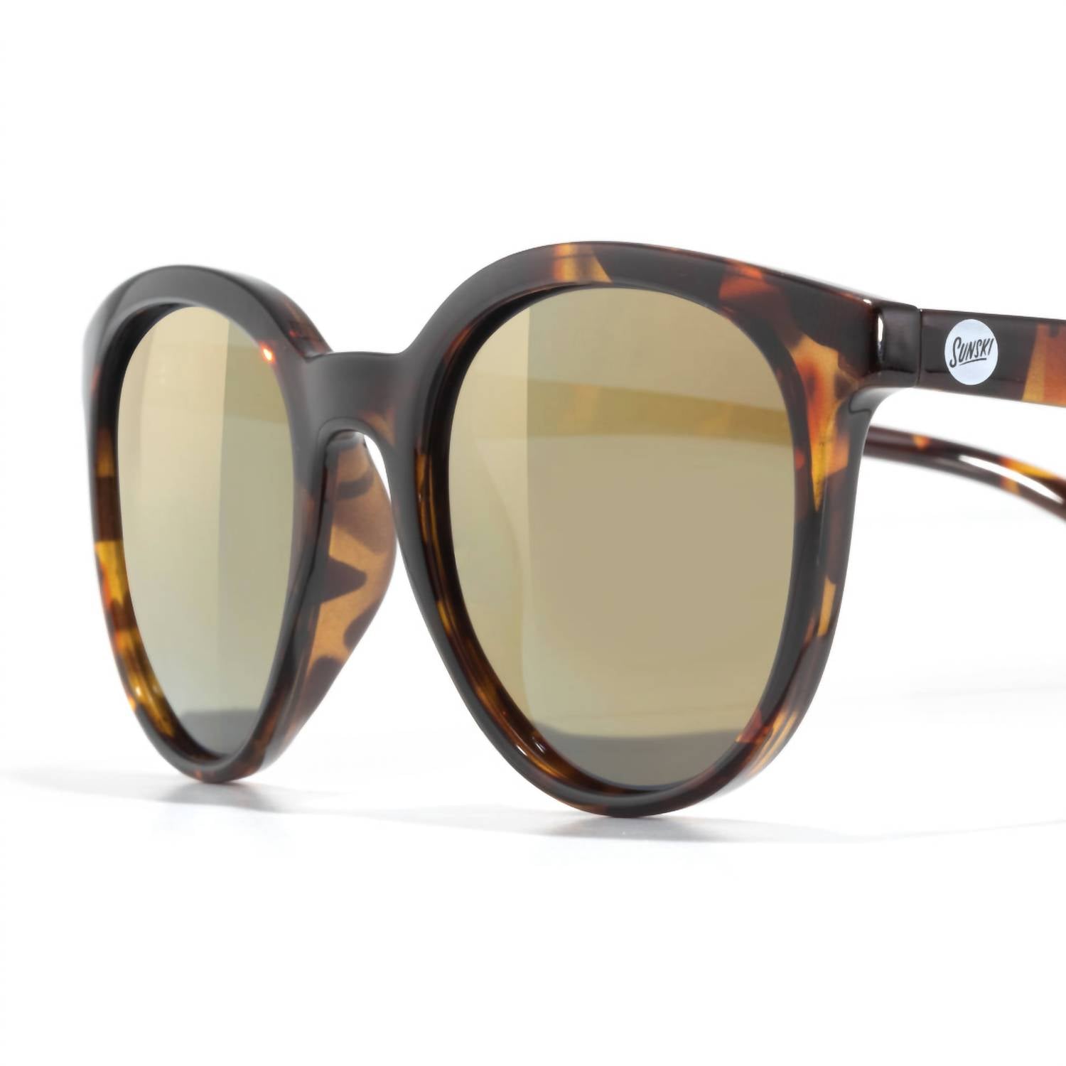 Sunski Women's Makani Round Sunglasses in tortoise flash gold - women's accessory - alternate view