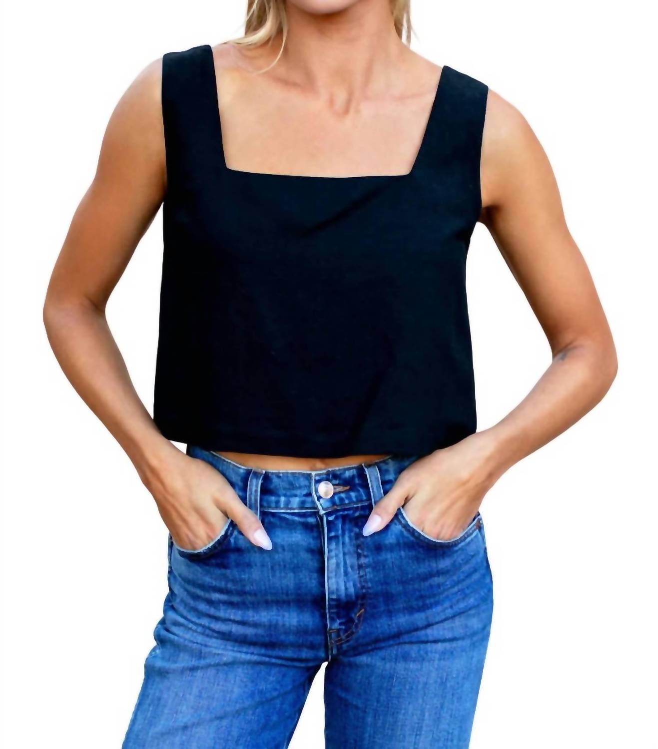 EMERSON FRY Roma Top in black linen - women's shirt