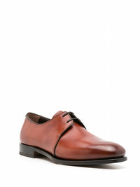 Salvatore Ferragamo Men's Leather Lace Up Derby Shoes in brown 1 - men's shoe - detail view