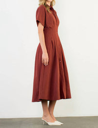THML Short Sleeve Striped Maxi Dress in red - women's dress - view 4