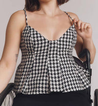 En Saison Marley Peplum Top in black white - women's blouse