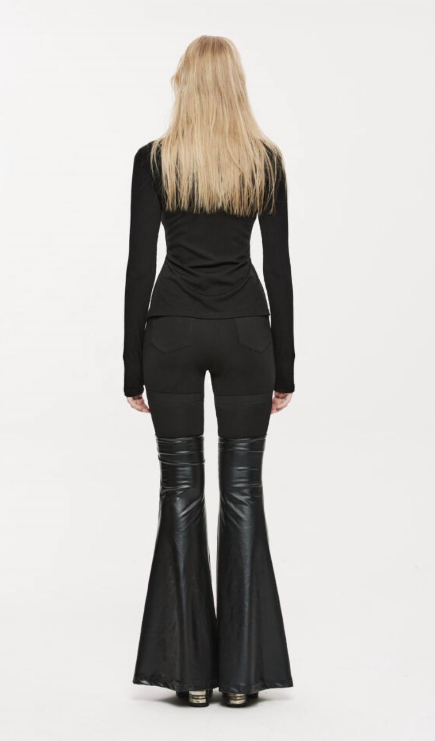Punk Rave - Punk Leggings With Detachable Pu Leather Leg Gaiters