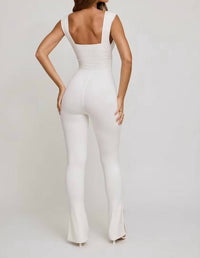 Oh Polly - Romana Plunge Neck Ruched Waist Jumpsuit