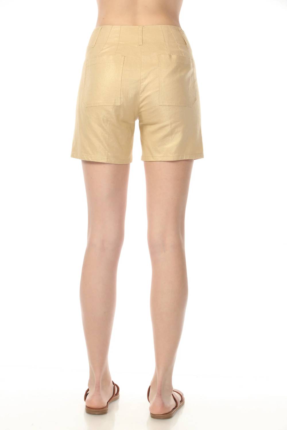 Charlie B - Foiled Linen Stretch Shorts