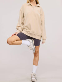 Mimosa - Teddy Velour Buttoned Collar Pullover Knit Sweater