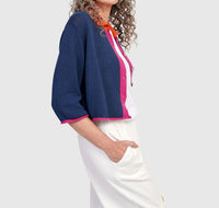 Alembika - Tri-color Collared Cardigan