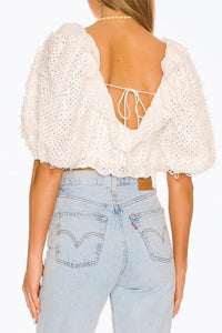 CASSIE EYELET CROP TOP