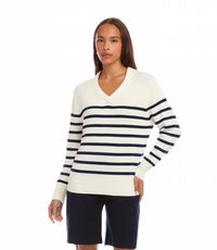 Karen Kane - Stripe V-Neck Sweater