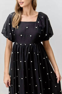 Polagram - Lindi Embroidered Polka Dot Midi Dress