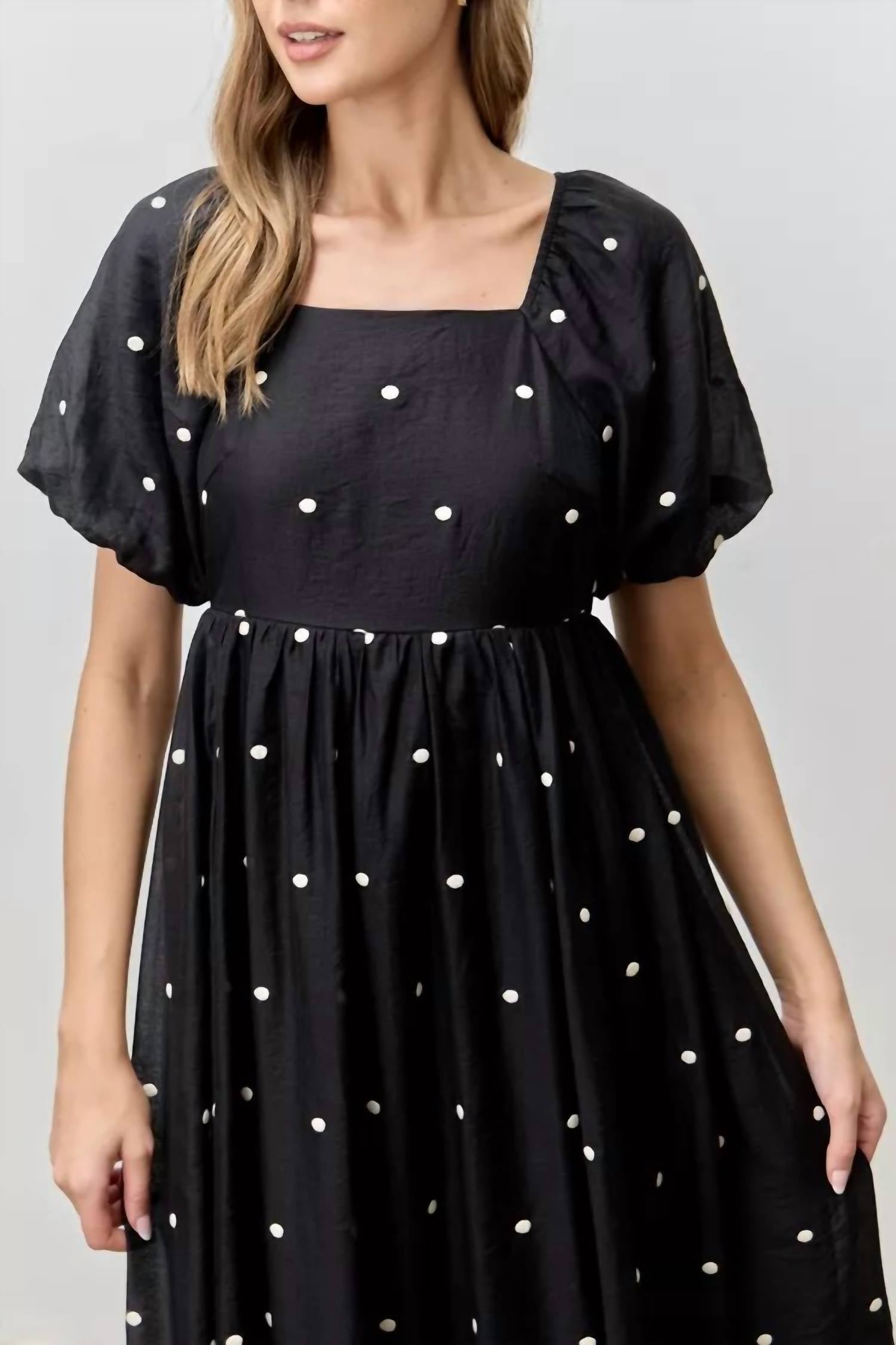 Polagram - Lindi Embroidered Polka Dot Midi Dress