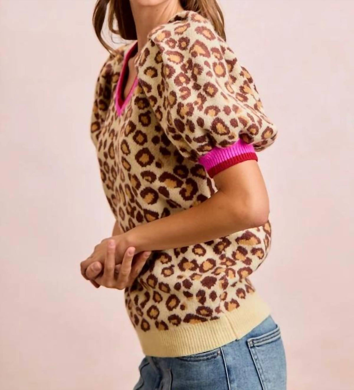 Bibi - Confident Cat Puff Sleeve Sweater