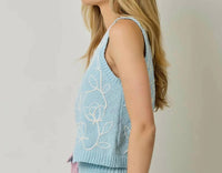 Mystree - Sleeveless V Neck Floral Knit Sweater Vest