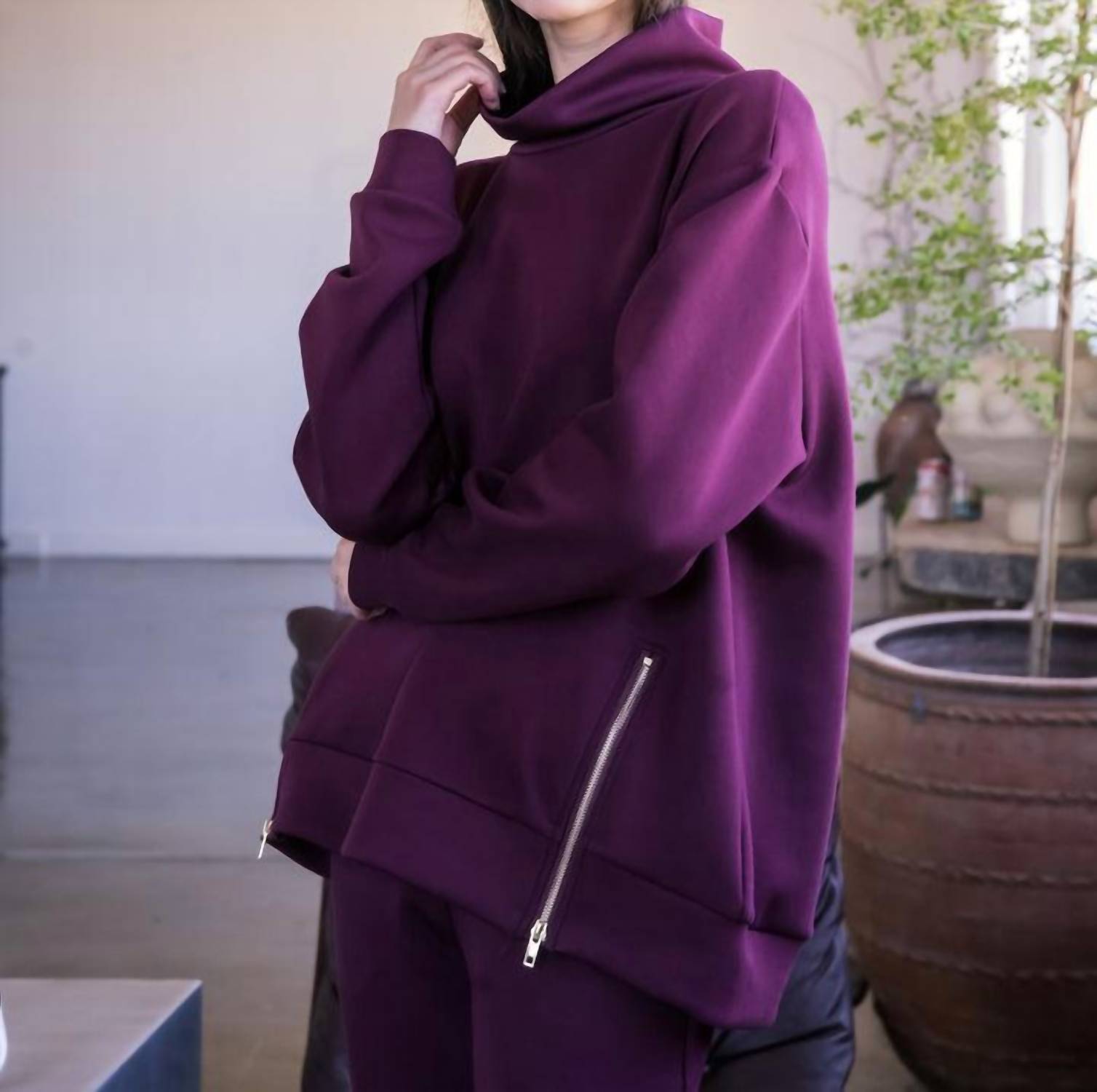 P.Cill - Eva Butter Modal Zipper Mock Neck Top