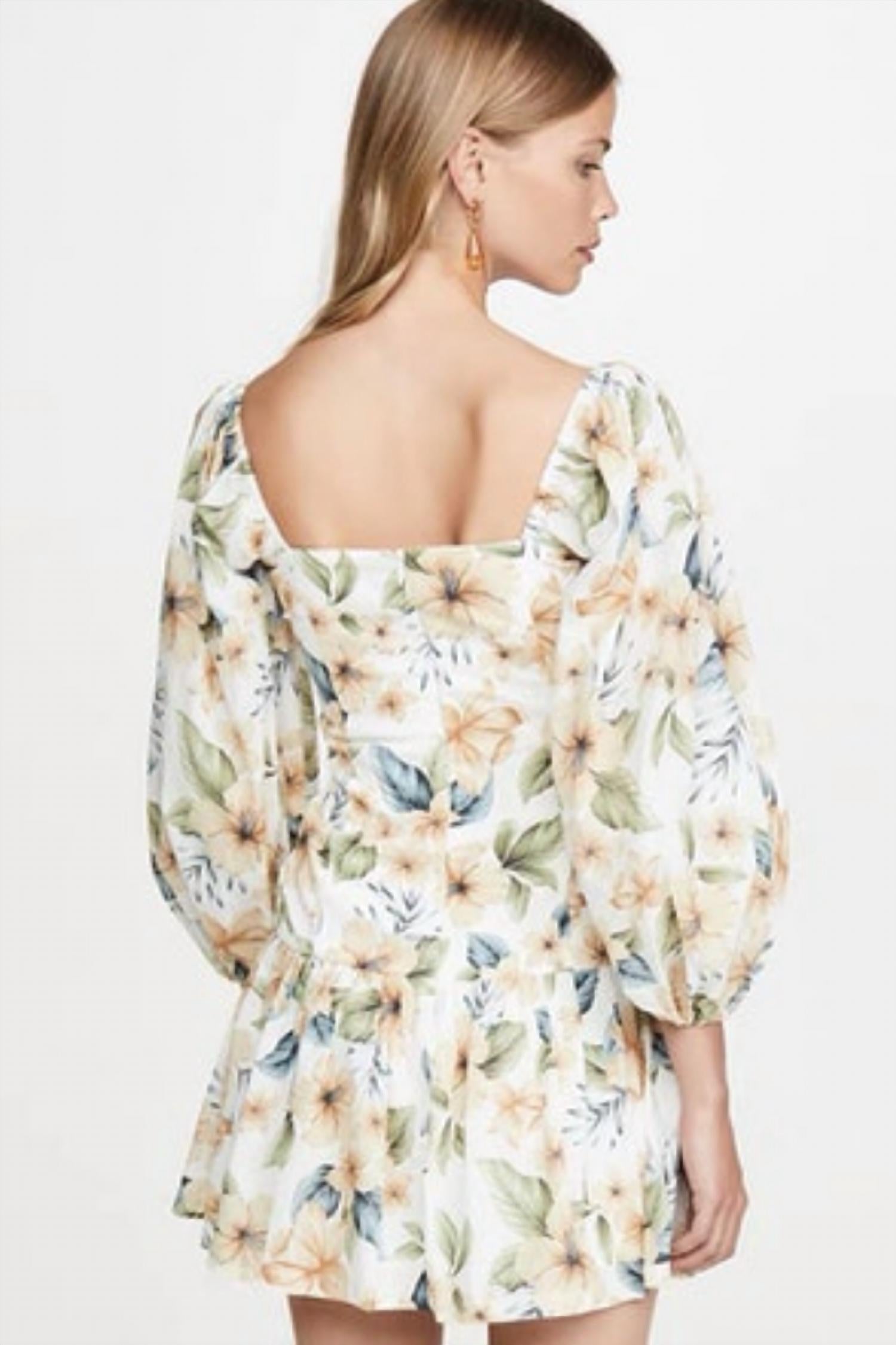 Avantlook - Puff Sleeve Pleated Mini Dress