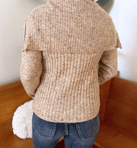 mystree Freckled Yarn Sweater Cardigan in latte - women's cardigan - alternate view