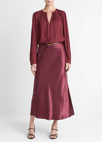 Vince - Silk Blend Pleated Neck Blouse