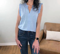 Staccato - Illa V-Neck Sleeveless Top with Ruffle Details