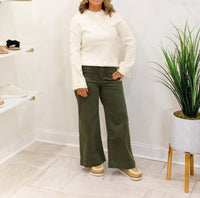 Charlie B - Long Sleeve Ribbed Crew Neck Sweater With Button Details