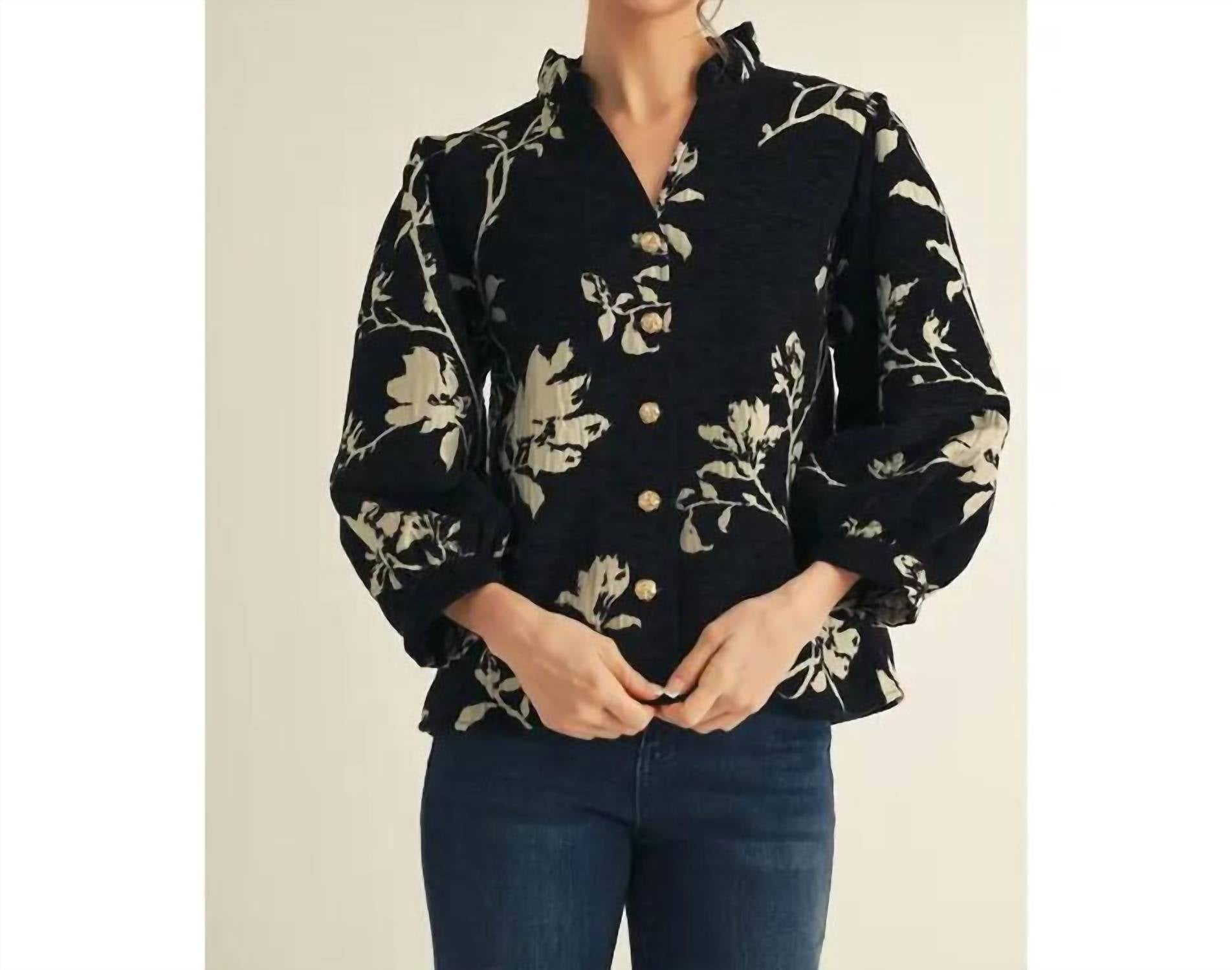 Style Usa - Jacquard Floral Print Top