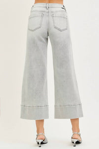 Risen - Lizzy Mid Rise Wide Pintuck Denim Pants