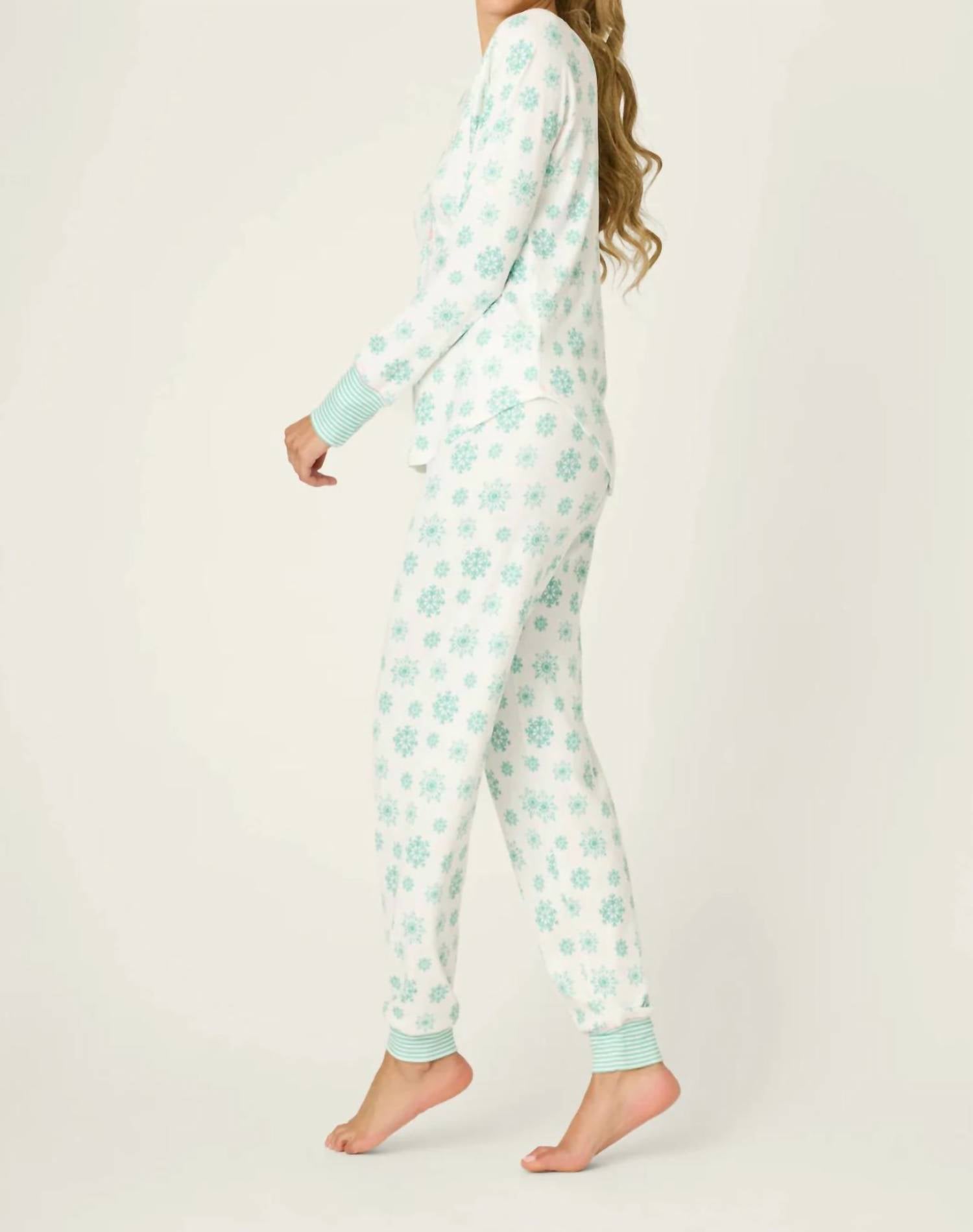 Pj Salvage - Snowflake Wishes Pointelle Pants Set
