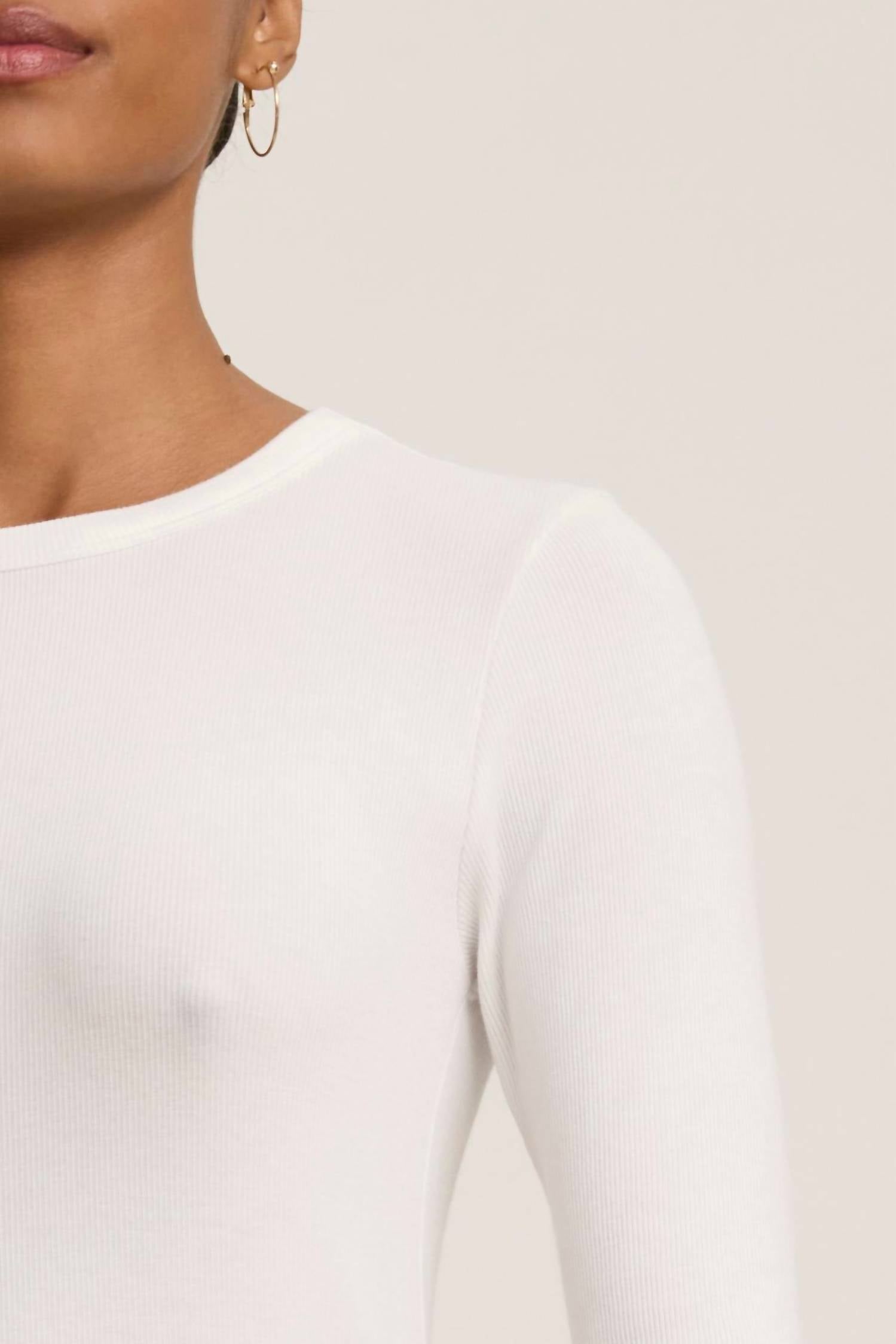 Velvet by Graham & Spencer Camino Modal Rib Tee in white - women's long sleeve top - view 5