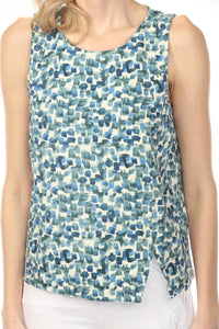 Charlie B - Printed Sleeveless Linen Blend Top