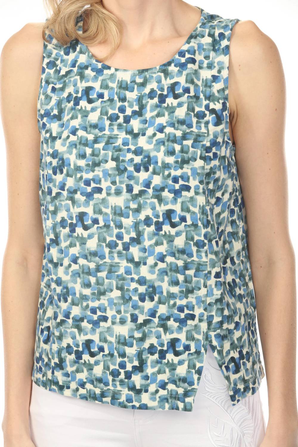 Charlie B - Printed Sleeveless Linen Blend Top