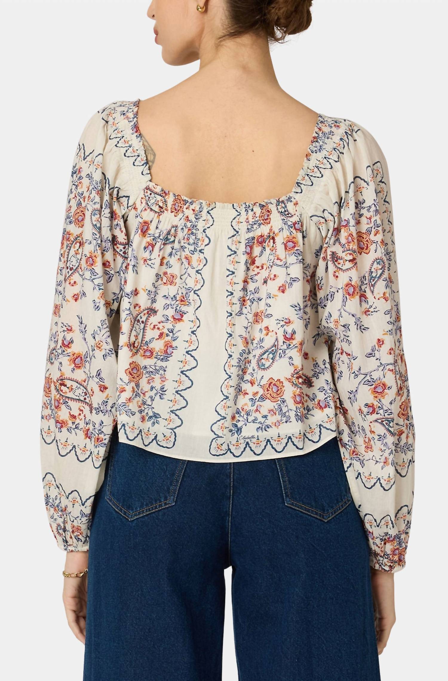 Cleobella Lucille Bouse in la ramos print - women's blouse - detail view