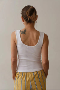 DONNI. Rib Scoop Tank Top in powder - women's tank top - alternate view