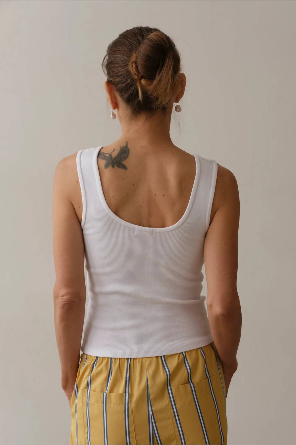 DONNI. Rib Scoop Tank Top in powder - women's tank top - alternate view