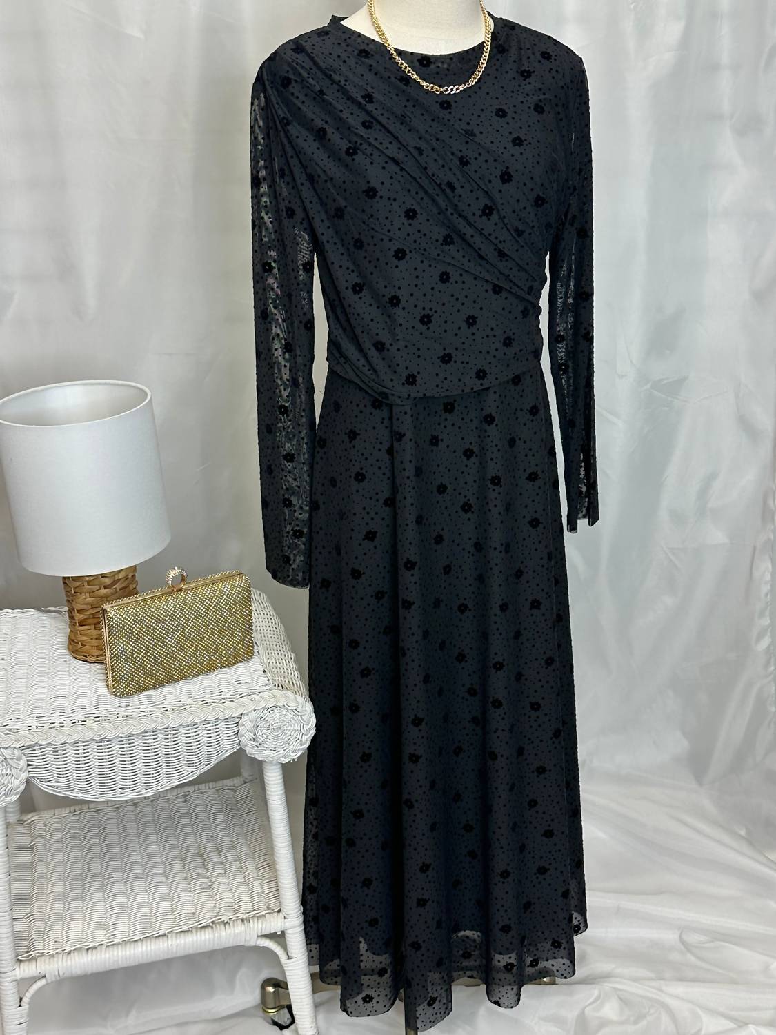 Isle Apparel Women's Drapery Maxi Dress in flor - women's dress - alternate view