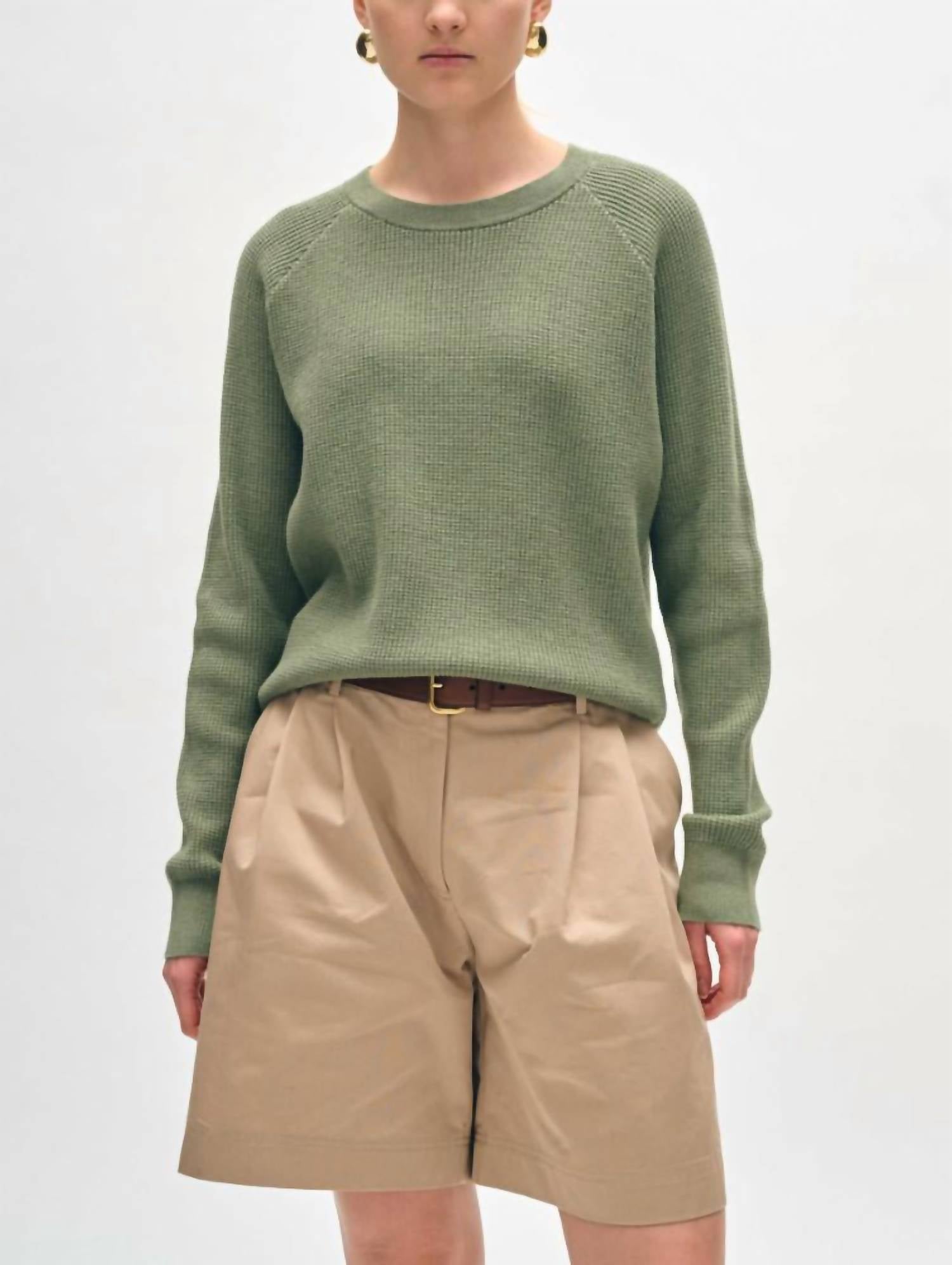 White + Warren - Cotton Blend Waffle Sweatshirt