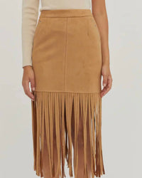 Crescent - Fresh in Fringe Vegan Suede Skirt