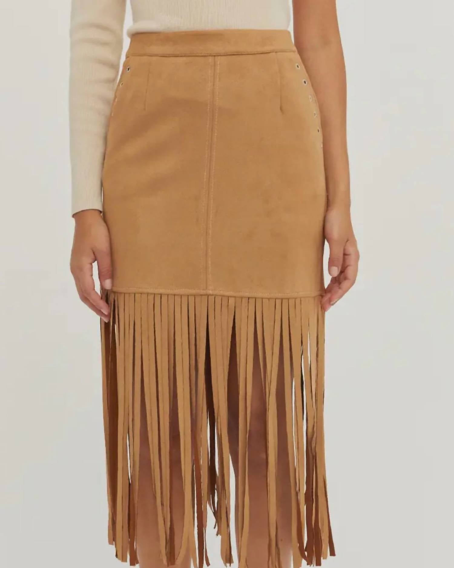 Crescent - Fresh in Fringe Vegan Suede Skirt