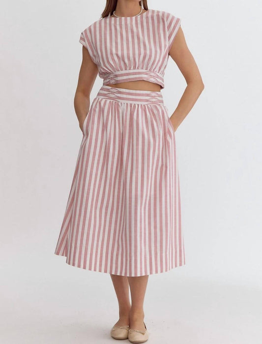 Entro - Striped Midi Skirt