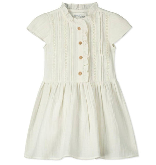 Poppet & Fox - Girls Ruffle Collar Woven Cap Sleeve Dress