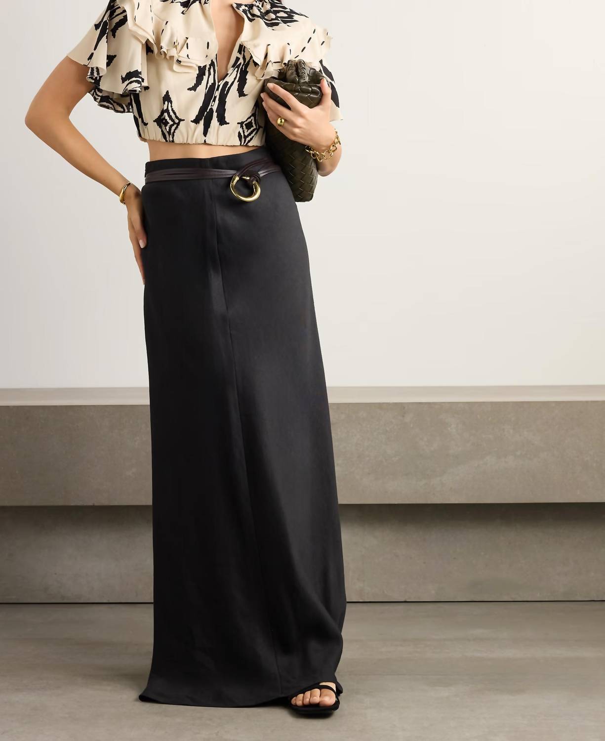 Johanna Ortiz - Influencial Tribes Cropped Ruffled Printed Silk-chiffon Top