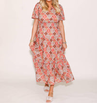Thml - Smocked Waist Tiered Print Maxi Dress