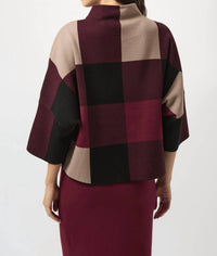 Joseph Ribkoff - Plaid Jacquard Sweater Knit Top