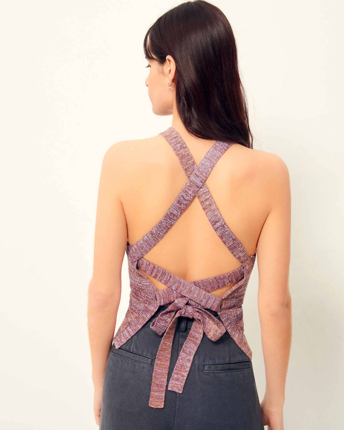 Sessun Bibasun Halter Top in purple tan - women's tank top - alternate view