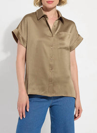 Lysse Telma Dolman Sleeve Shirt in olive leaf - women's blouse