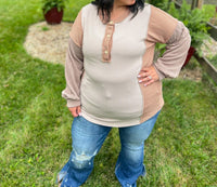 Lovely Melody - Erin Color Block Long Sleeve Top