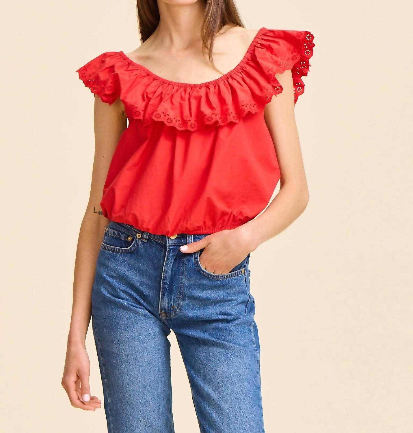 MILLE Stella Top in scarlet - women's shirt