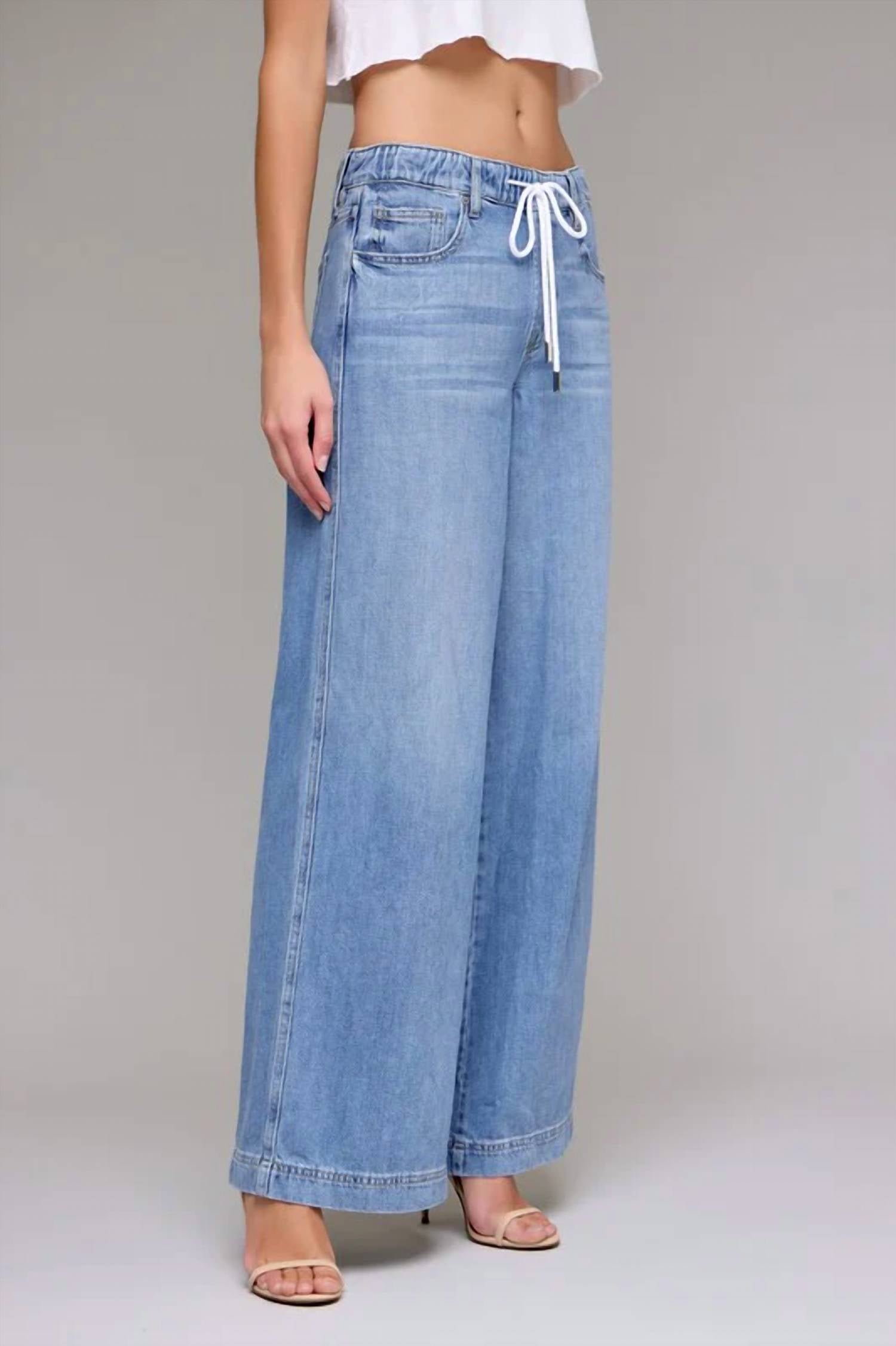 HIDDEN Nori Elastic Waistband Wide Leg Jeans in denim - women's jeans - alternate view